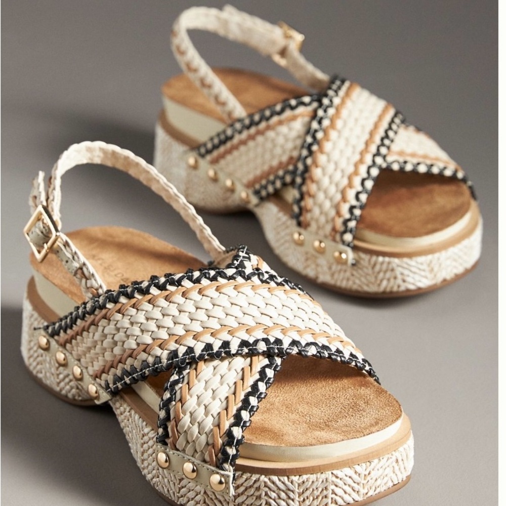 NIB $195 Anthropologie Kelsi Dagger Brooklyn Pace Braided Platforms 6.5 /37.5 EU